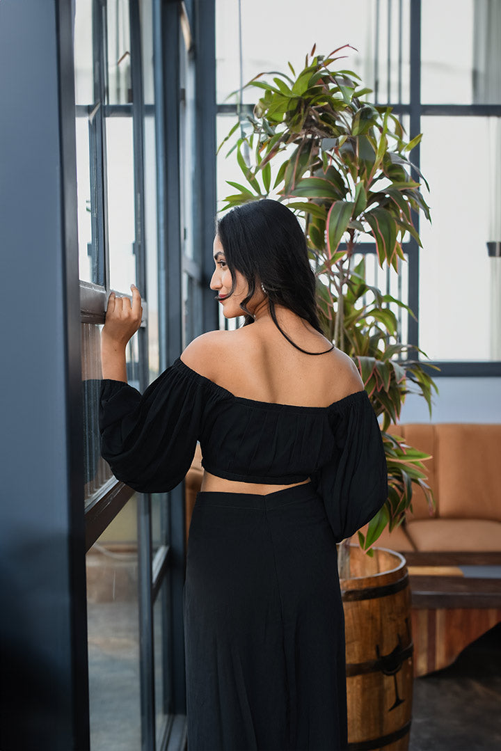 Pearl Black Top Skirt Set