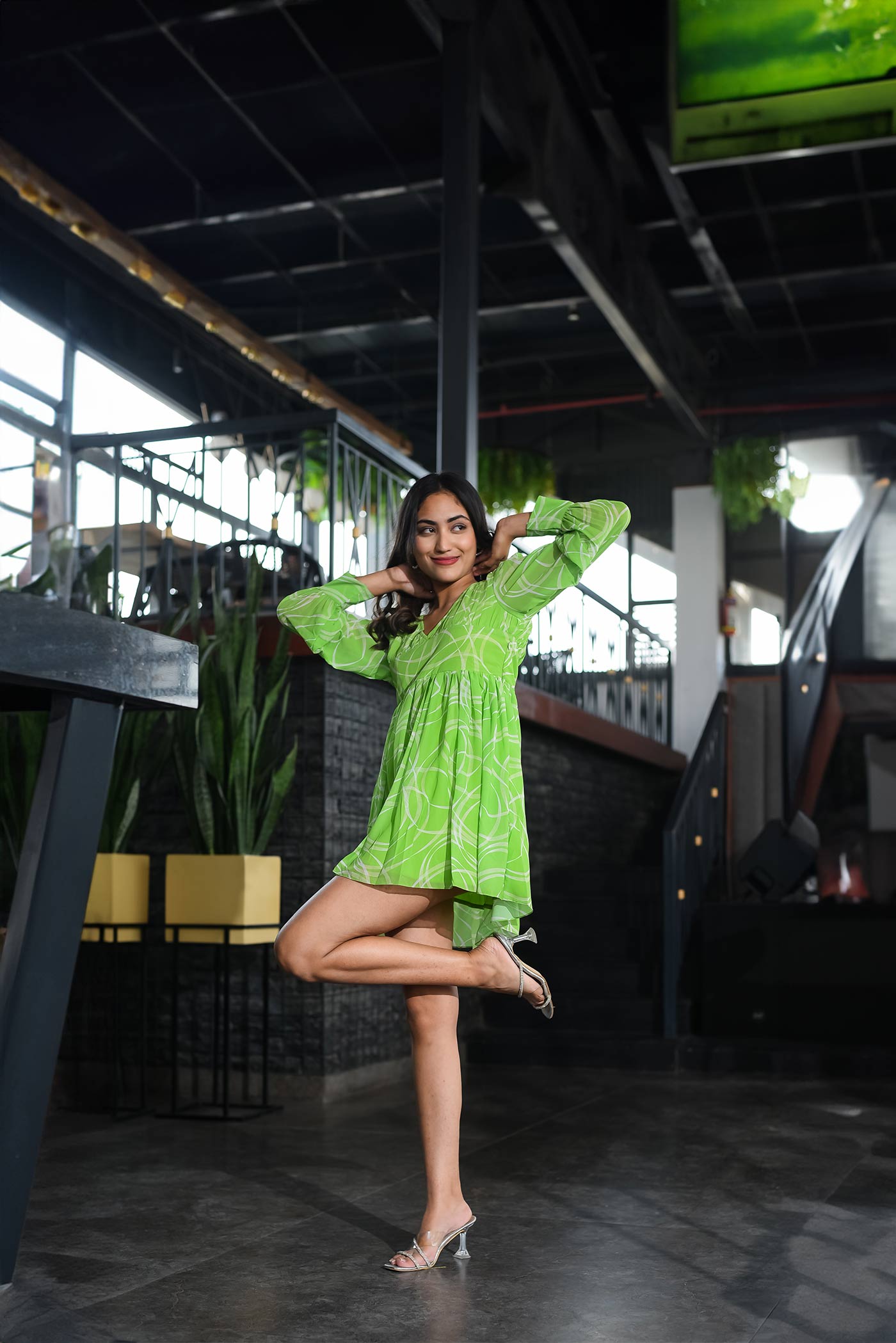 Glowy Green Short Dress