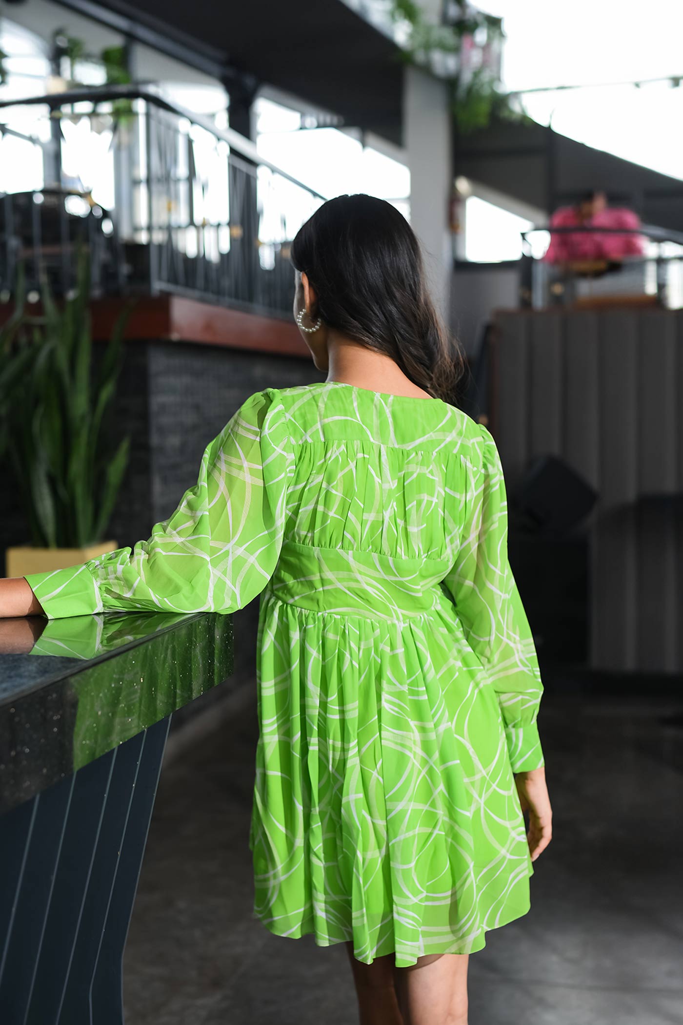 Glowy Green Short Dress