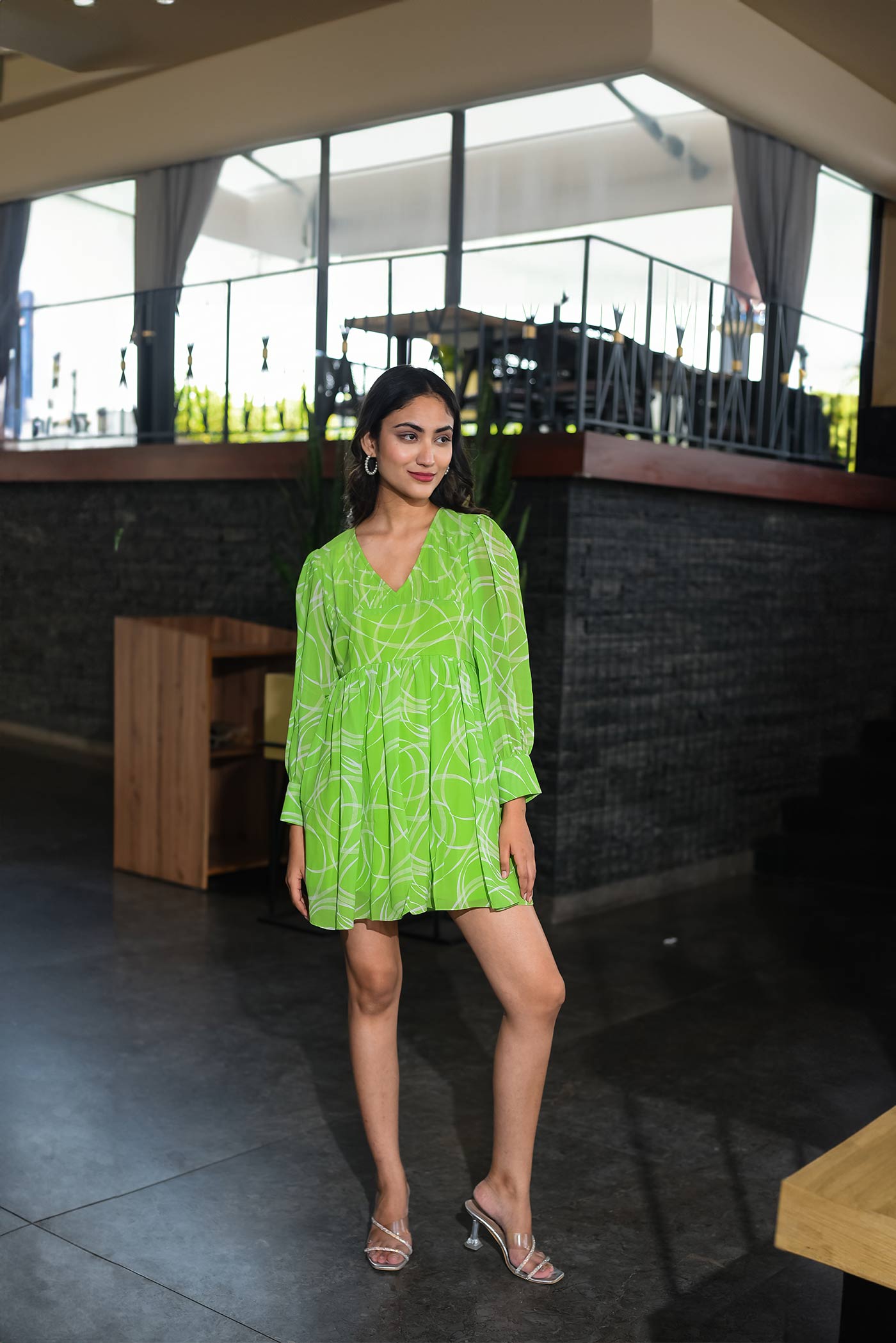 Glowy Green Short Dress