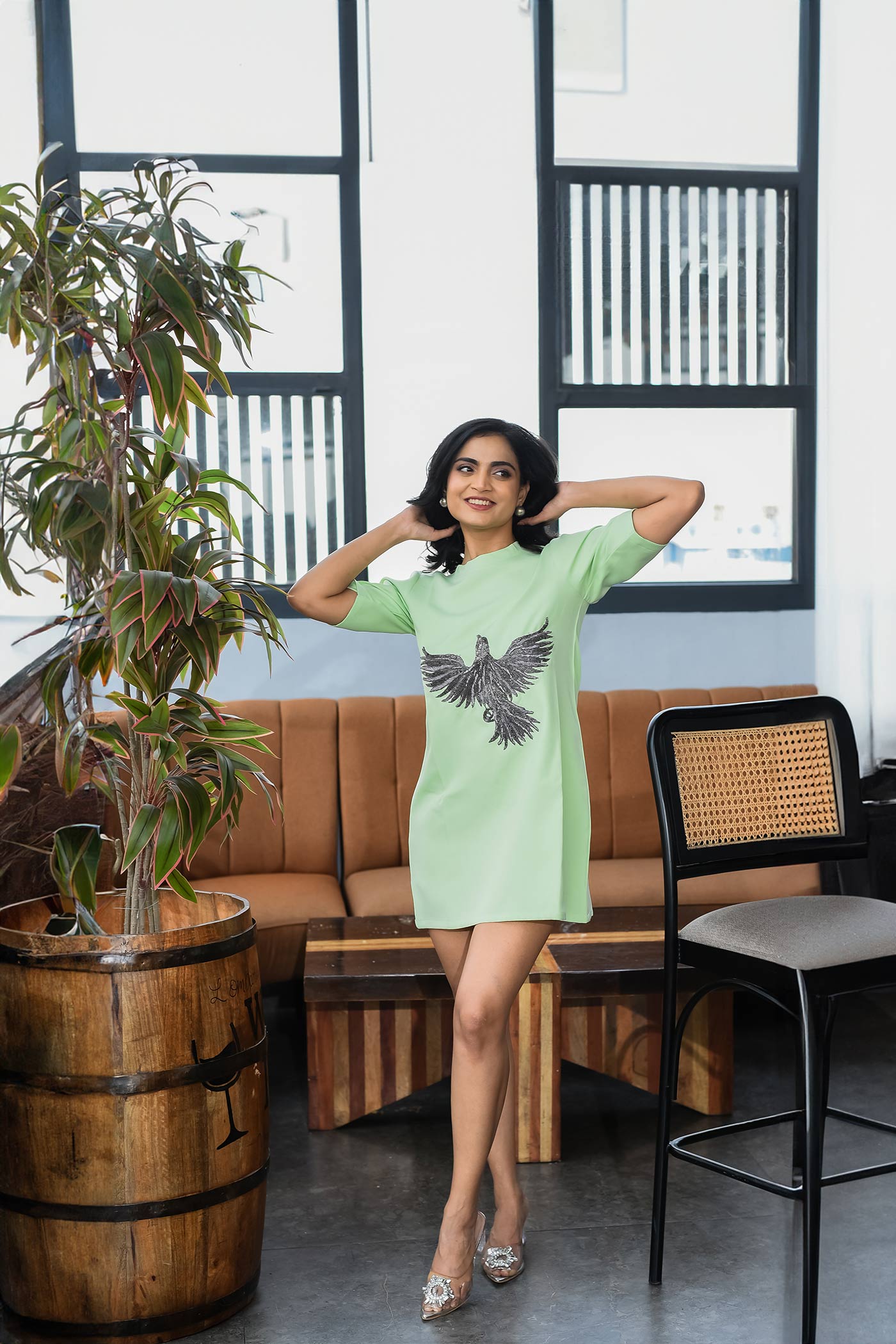 Pista green Eagle T-shirt Dress