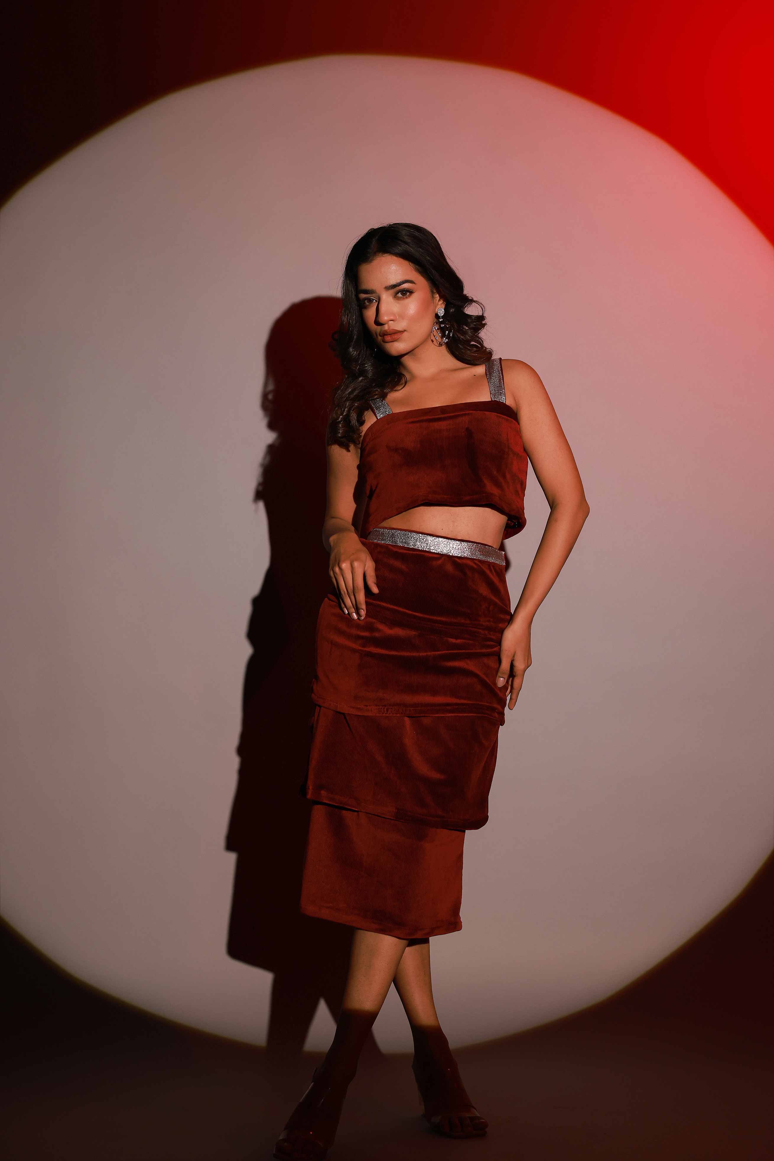 Maroon Frill Coord set
