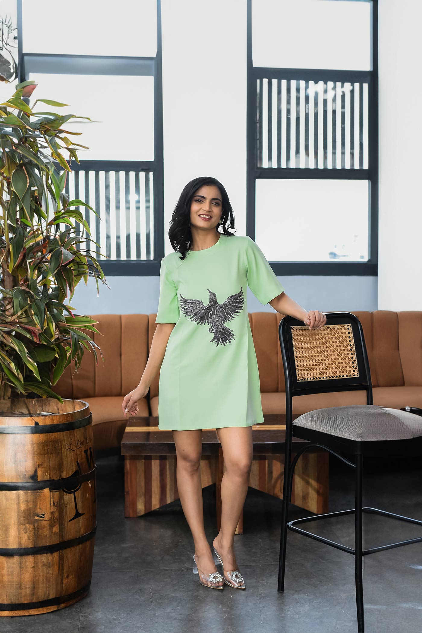 Pista green Eagle T-shirt Dress