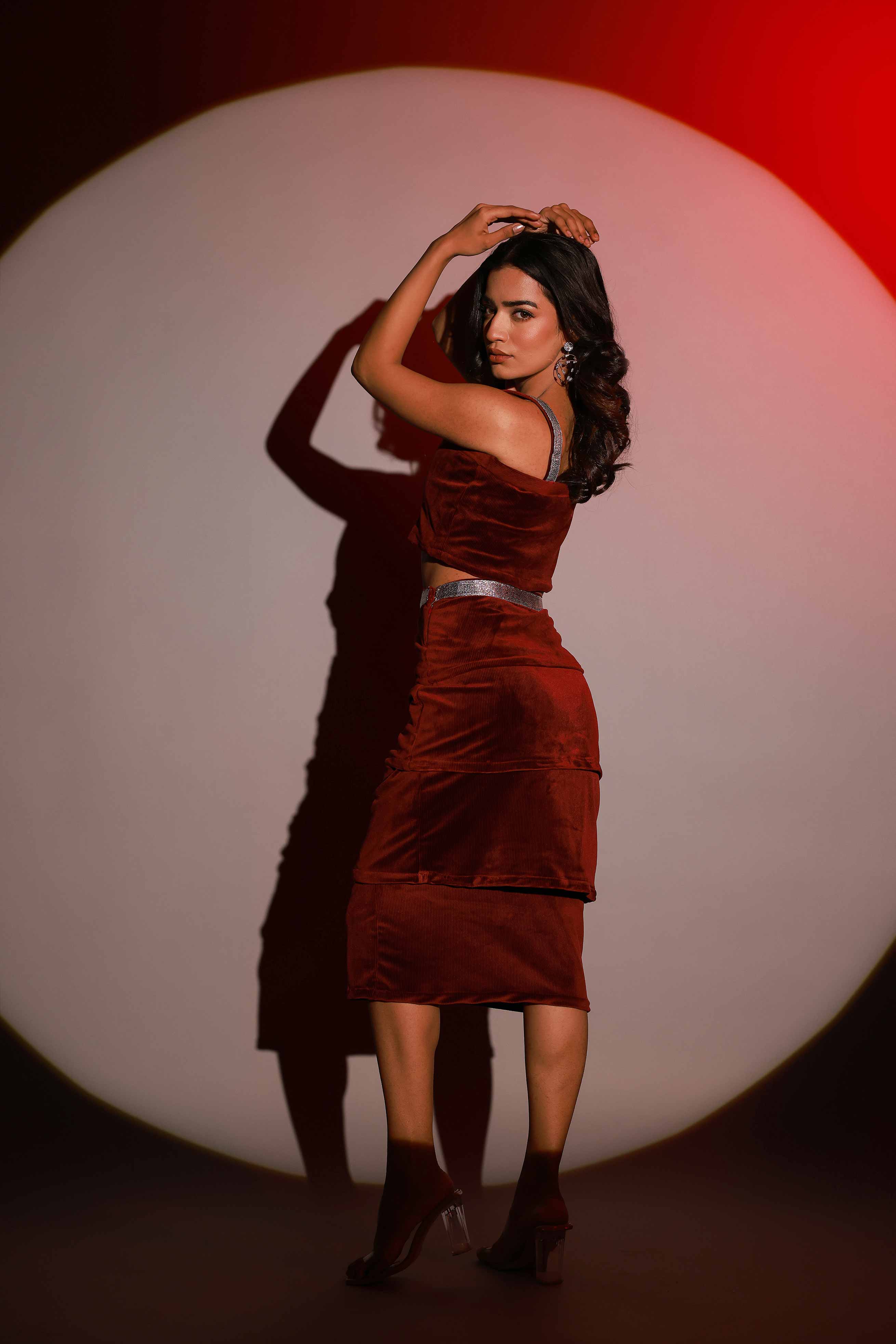 Maroon Frill Coord set