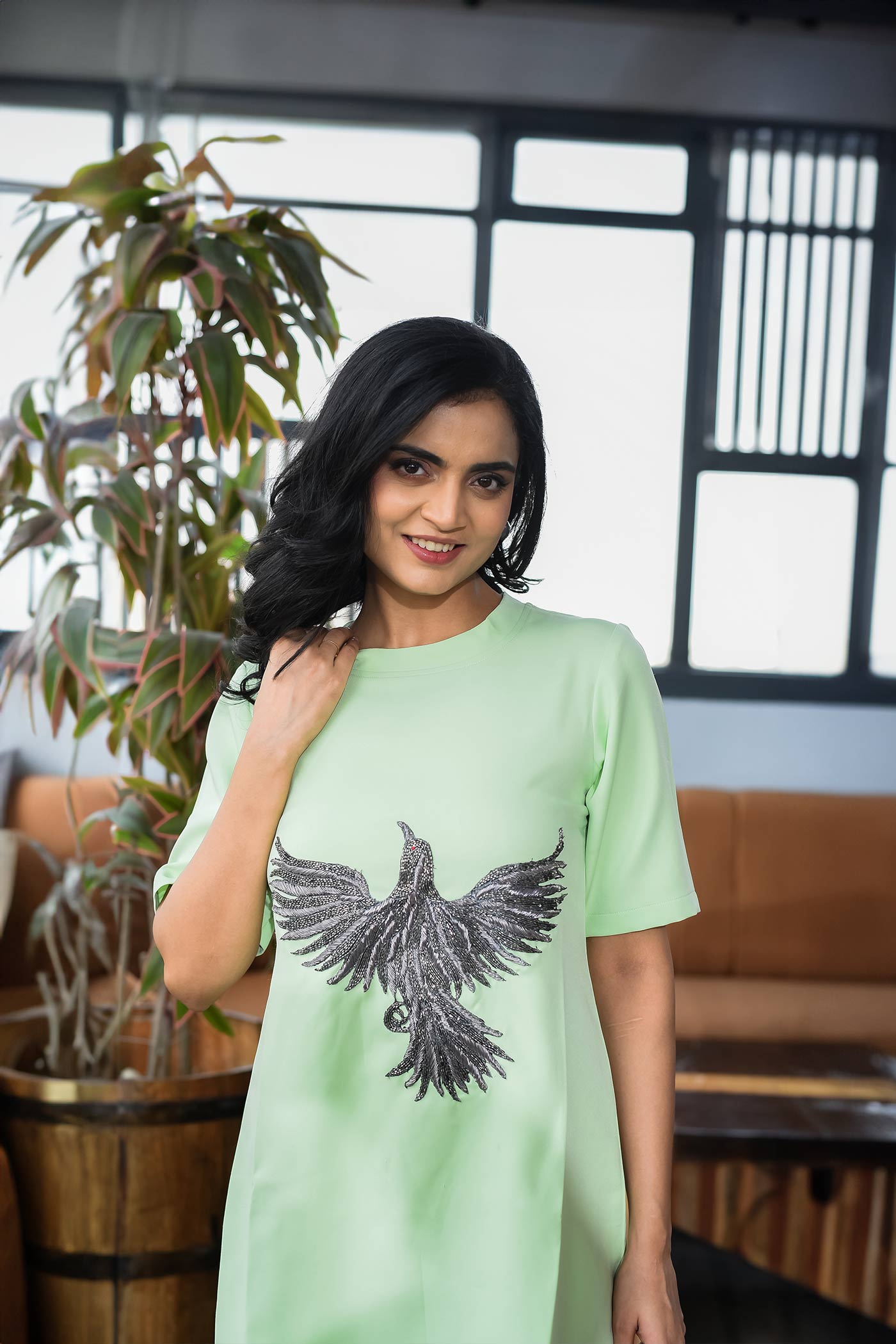 Pista green Eagle T-shirt Dress
