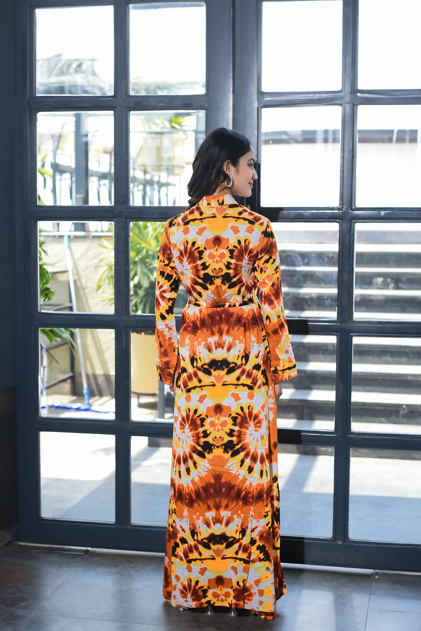 Mustard Animal print shirt dress