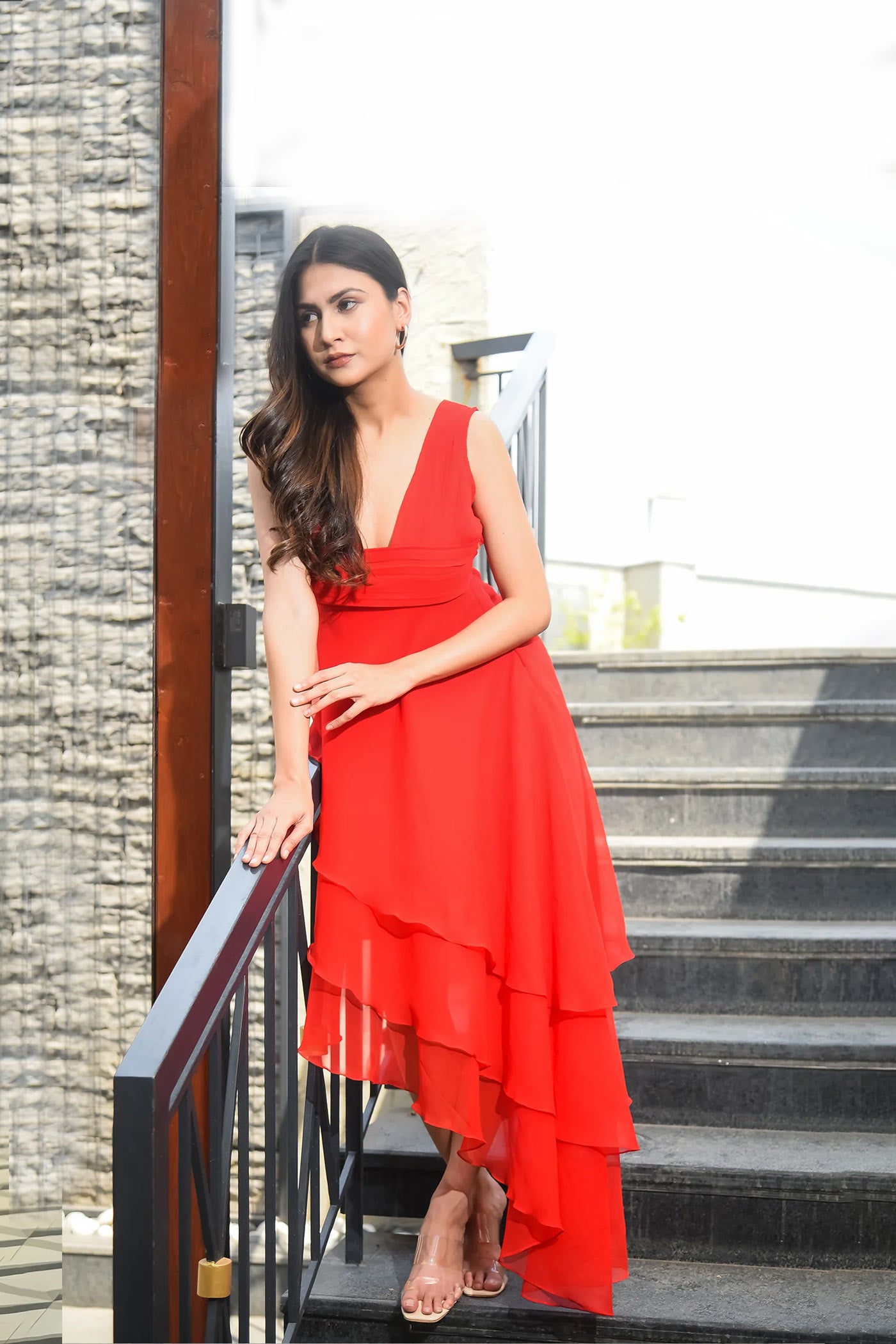 Bee Boldd Red Ruffle Resortwear Dress