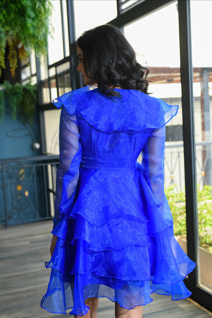 Royal blue Organza Frill Dress