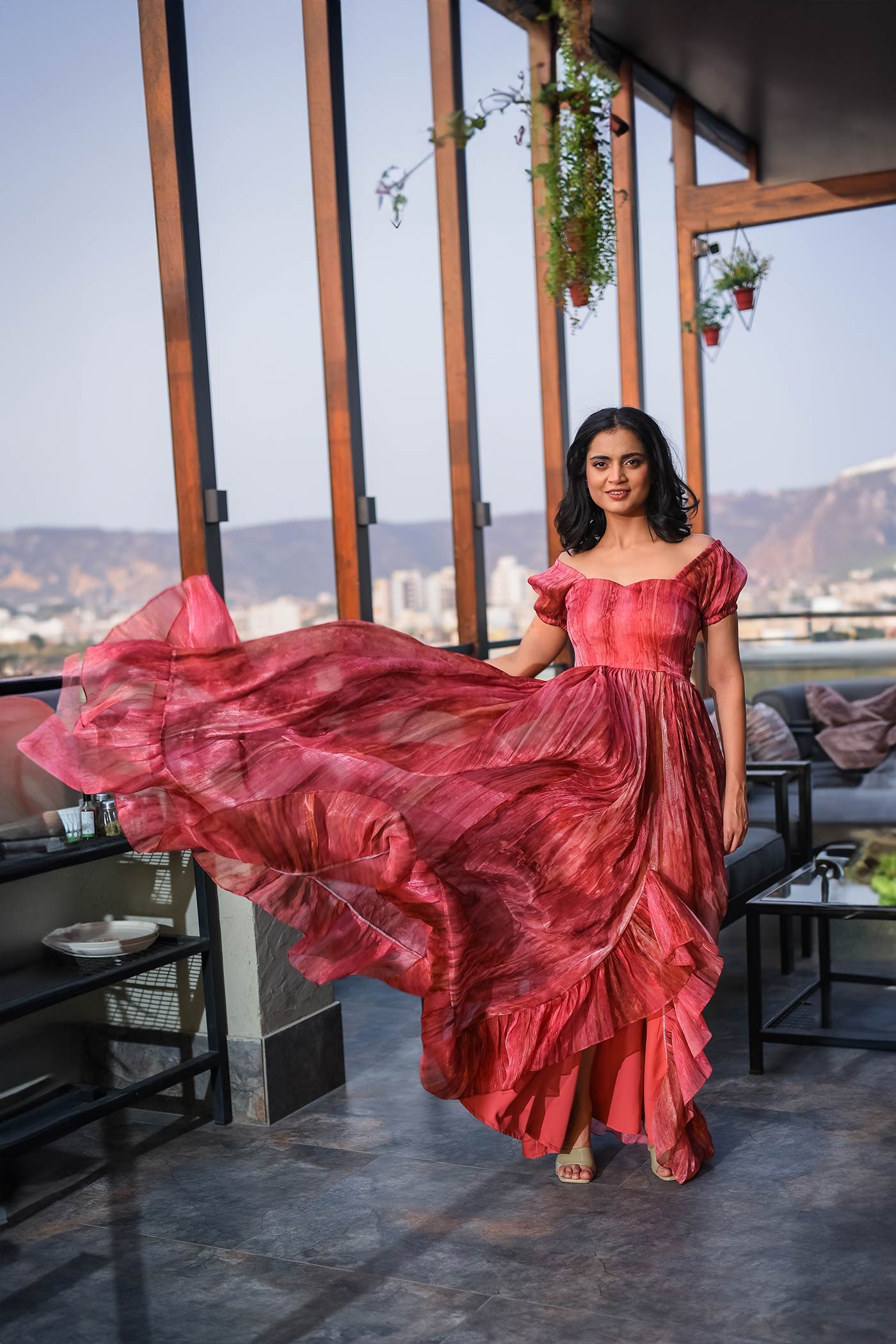 Venetian Ruffle Maxi Dress