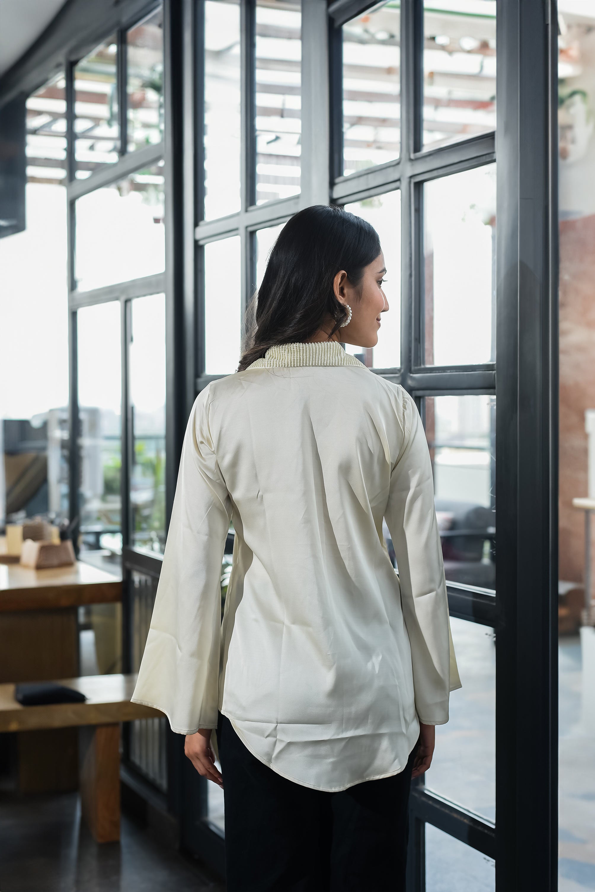 Ivory Pearl Handwork Shirt