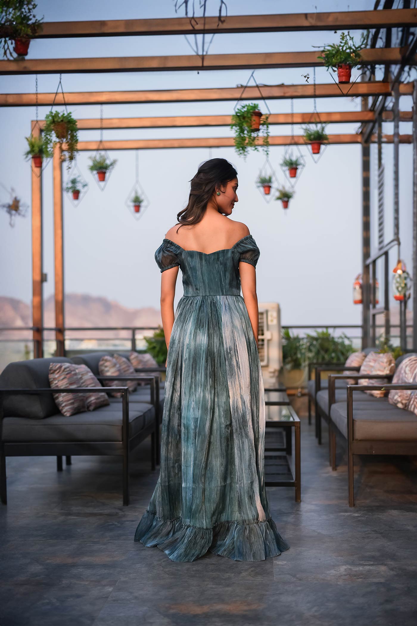 Aqua Blue Ruffle Maxi Dress