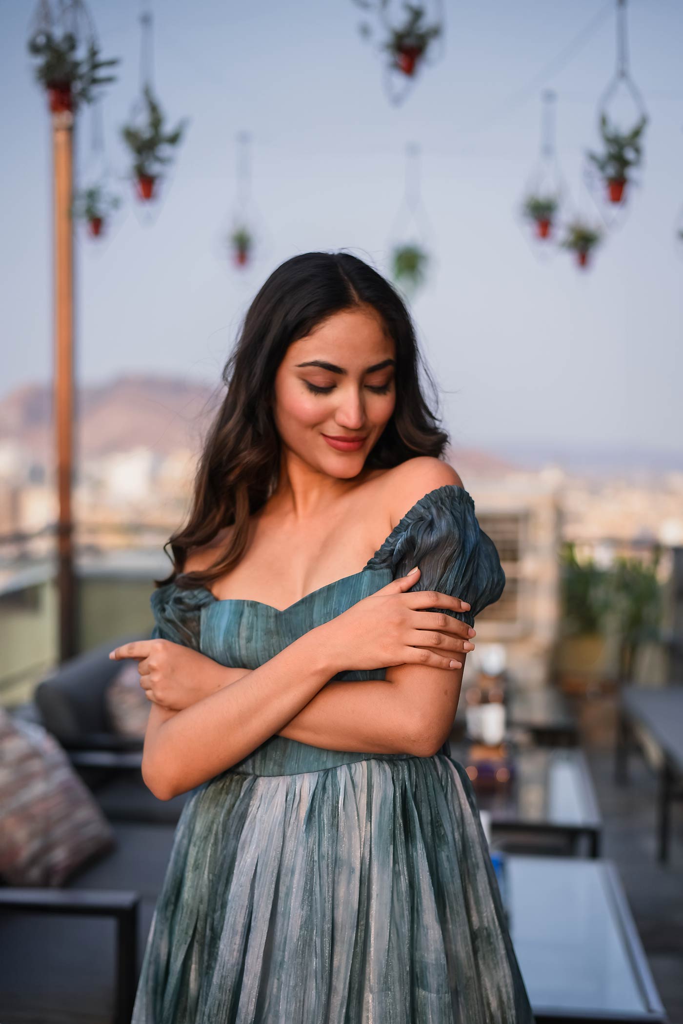 Aqua Blue Ruffle Maxi Dress