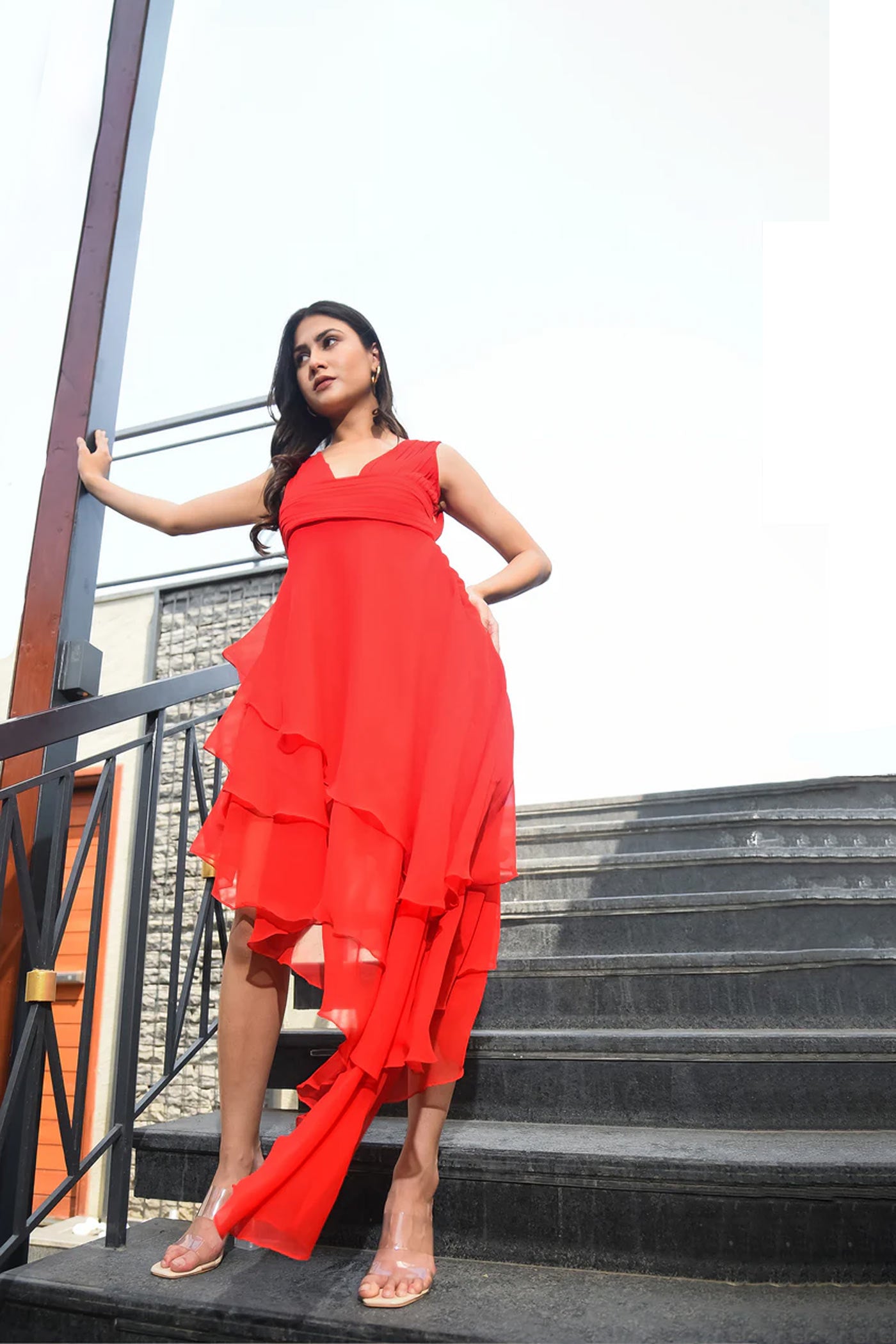 Bee Boldd Red Ruffle Resortwear Dress