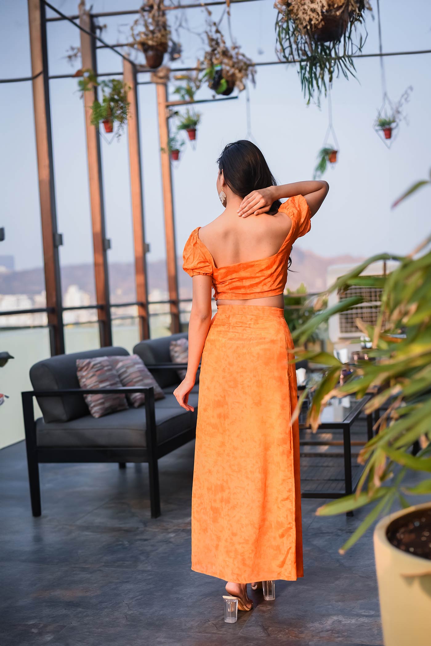 Orange offshoulder Coord set