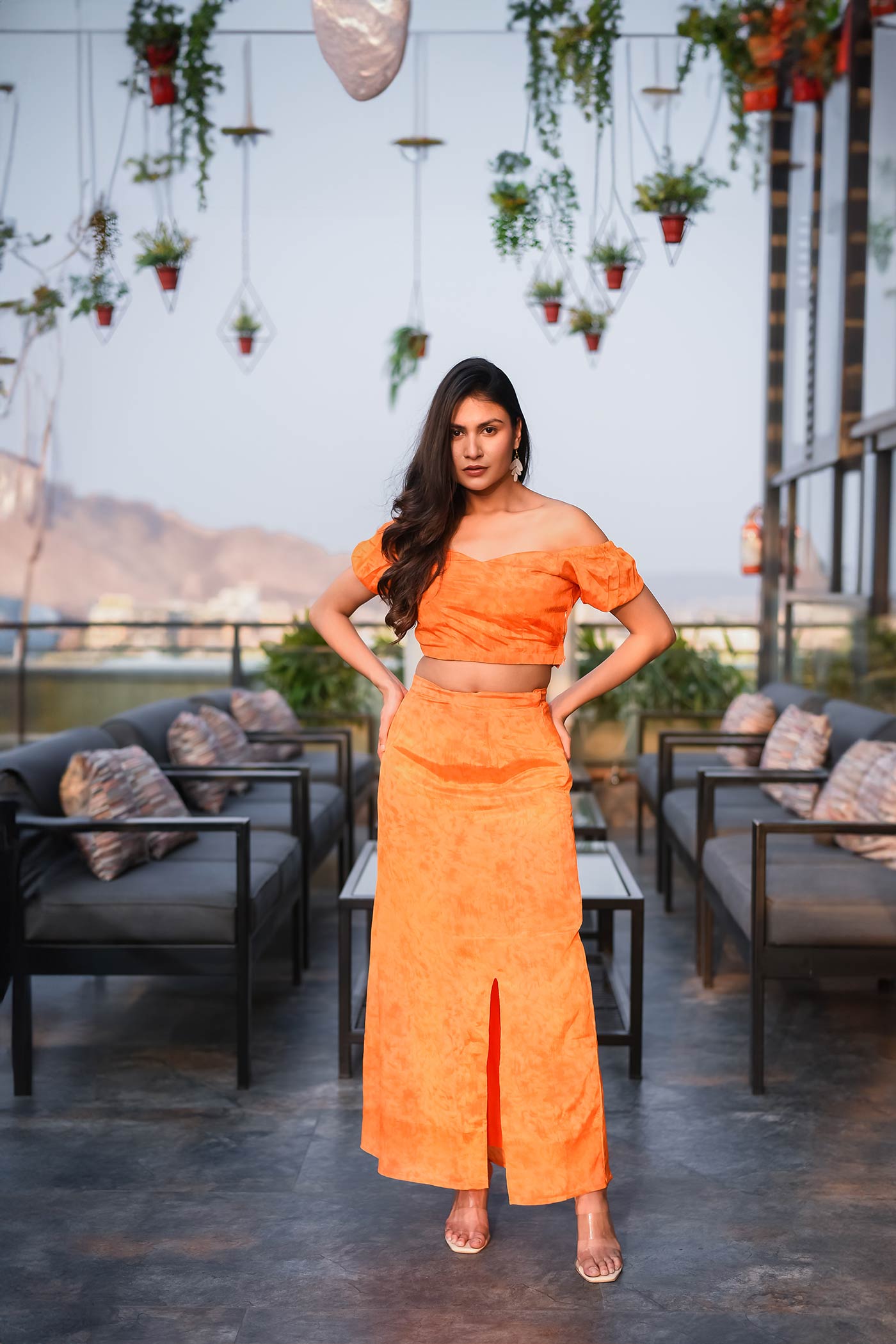 Orange offshoulder Coord set