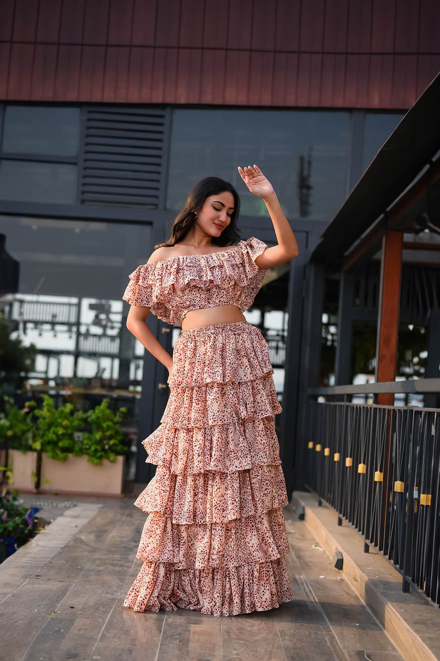 Leopard Tiered Skirt Top Set