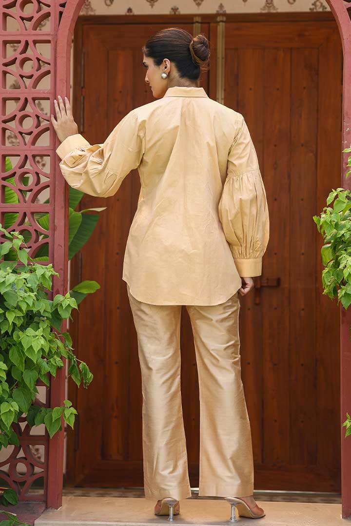 Beige Embroidered Coord Set