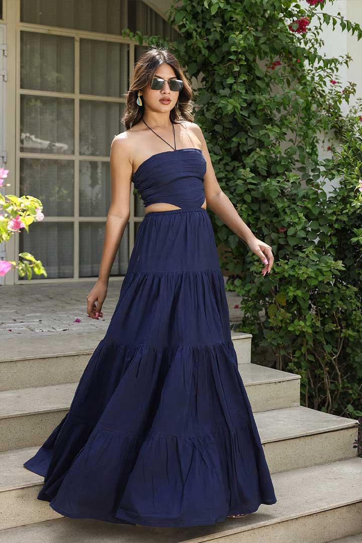 Blue Long Tiered Dress