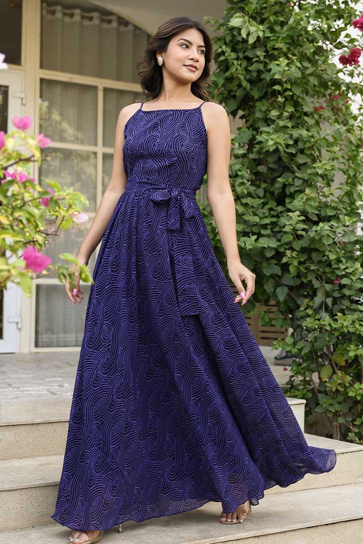 Blue printed Maxi Dress