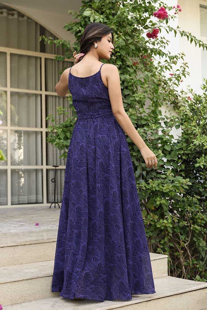 Blue printed Maxi Dress