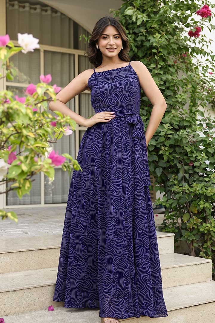 Blue printed Maxi Dress