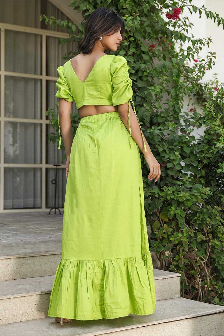 C Green Cut Out Cotton Maxi Dress