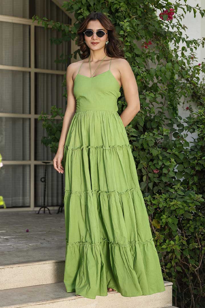 Diva Green Cotton Backless Dress Bee Boldd International Diva Green Cotton Backless Dress Bee Boldd International