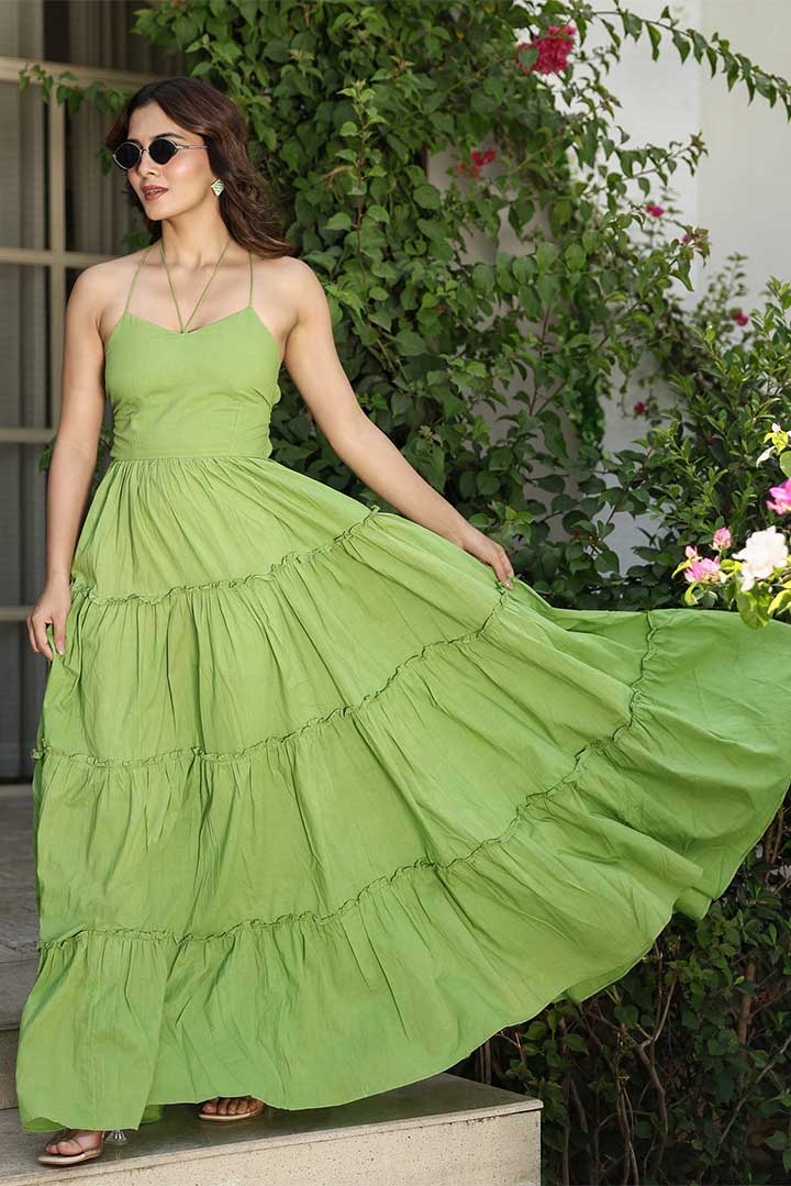 Diva Green Cotton Backless Dress Bee Boldd International Diva Green Cotton Backless Dress Bee Boldd International