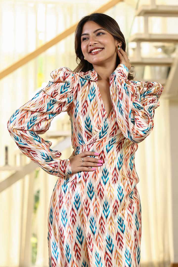 Printed Knotted Shirt Dress