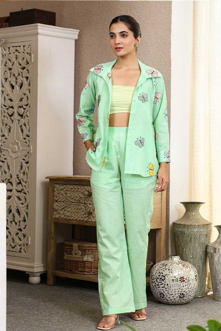 Seafoam Embroidered Coord Set