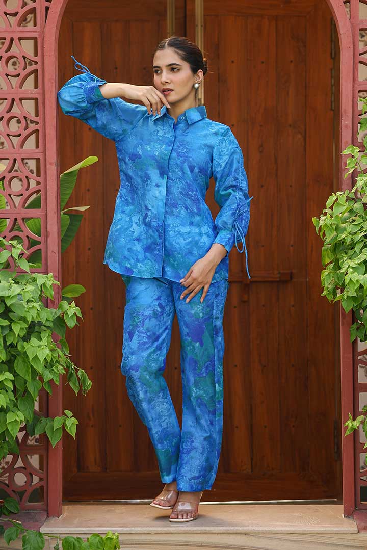 Waterblue prited Coord set