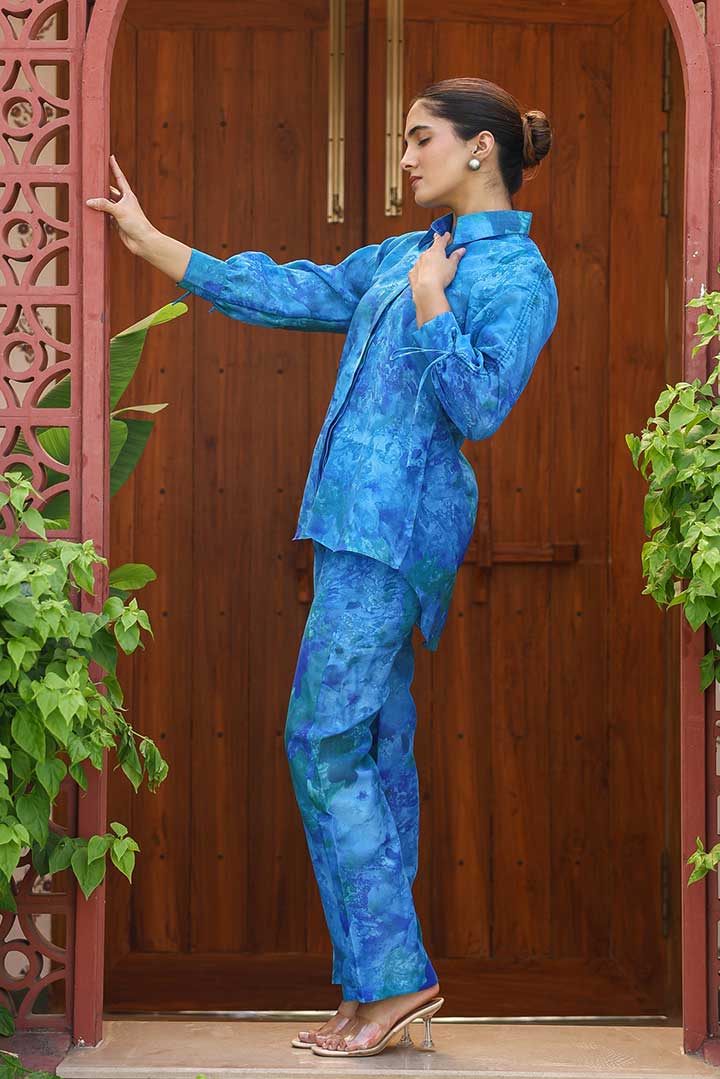 Waterblue prited Coord set
