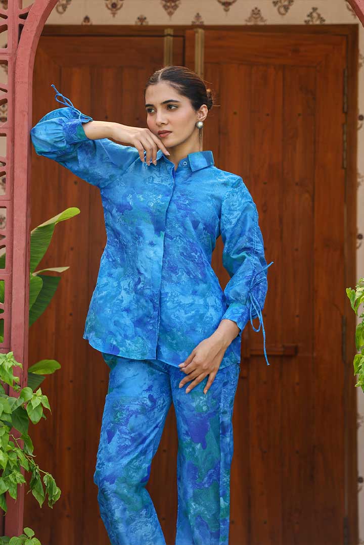 Waterblue prited Coord set