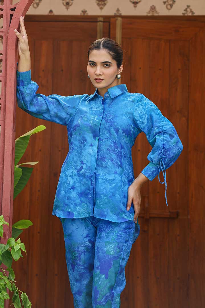 Waterblue prited Coord set
