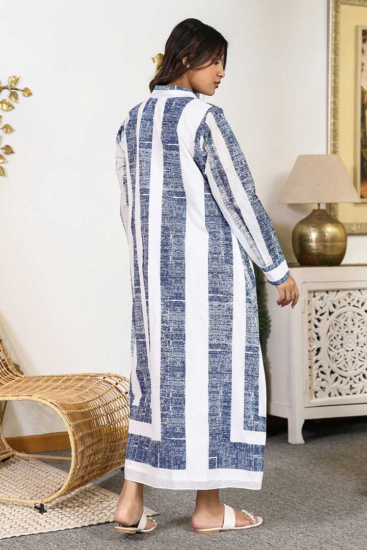 White Blue Shirt Dress