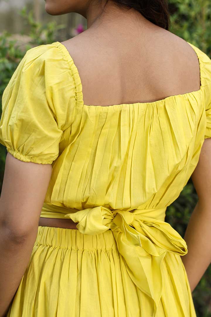 Yellow Back Knotted Cotton Coord Set