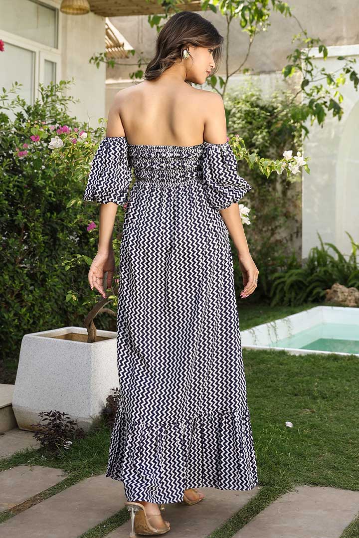 Zigzag offshoulder Maxi dress